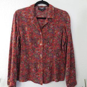 Saint Tropez Top Floral Paisley Button Front Sz 8